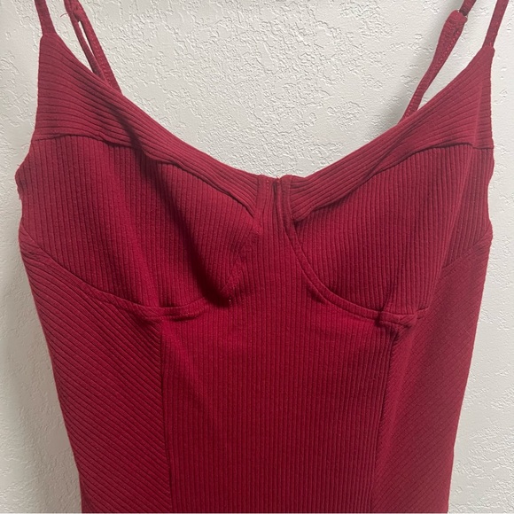 Amazon Red Ribbed Bodysuit - Picture 2 of 4